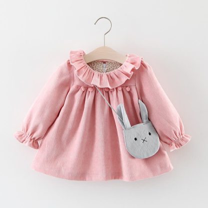 Baby Pompom Dress with Bunny Bag - Pink - 2-3T - image 1