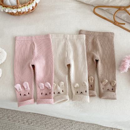 Baby Toddler Girl Embroidered Bunny Knitted Leggings - image 1