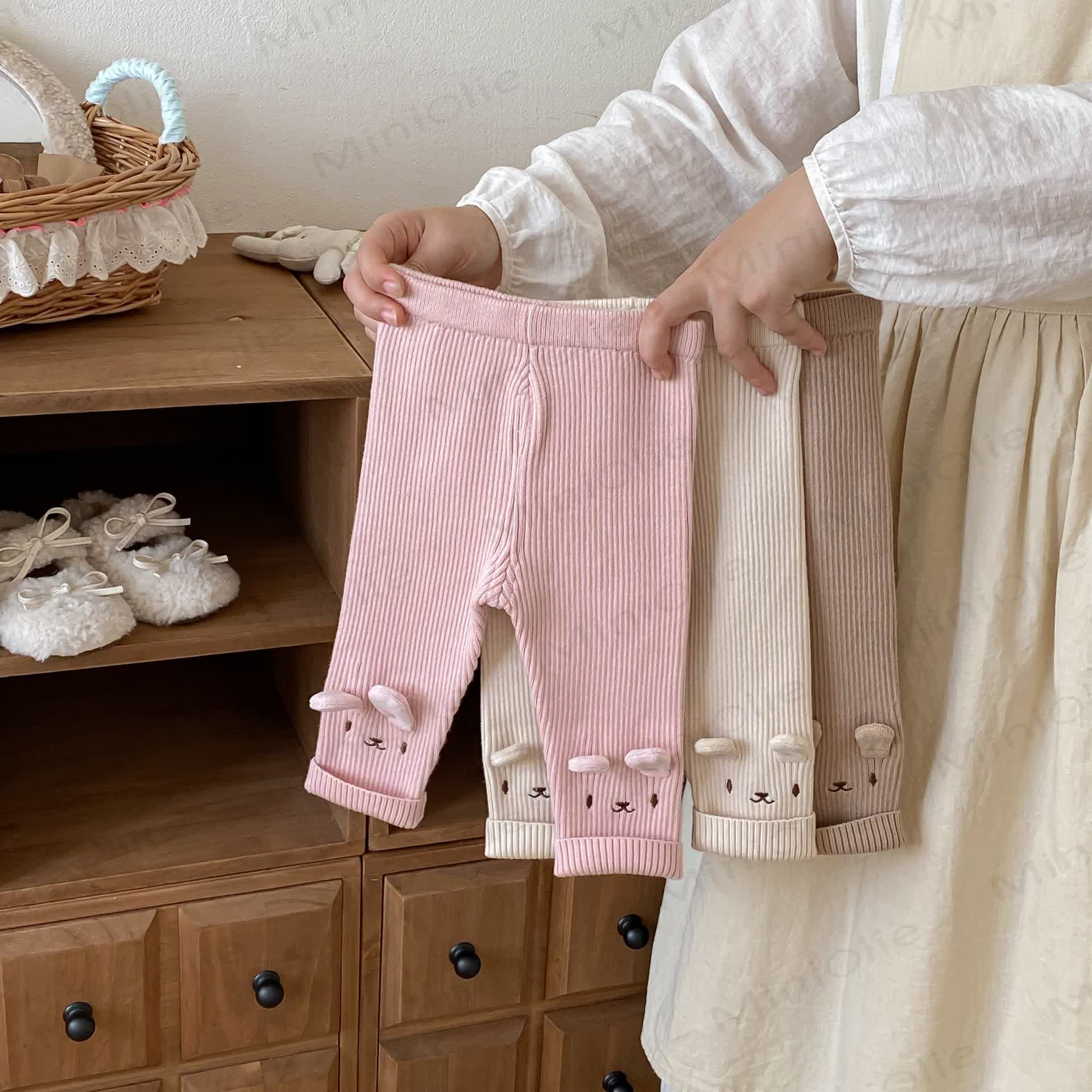 Baby Toddler Girl Embroidered Bunny Knitted Leggings - image 3