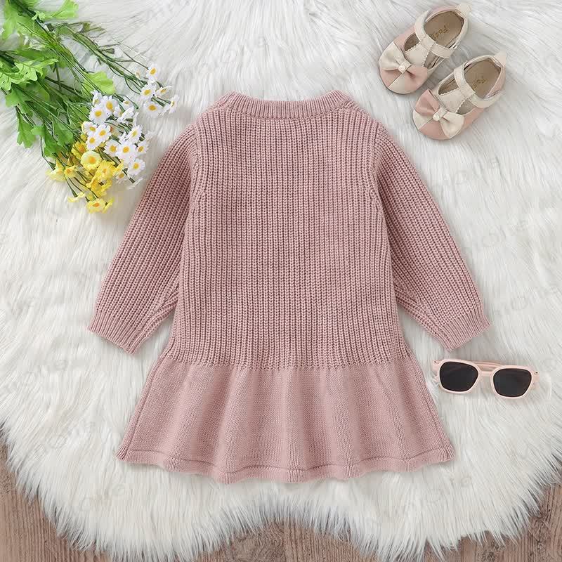 Baby Girl Solid Color Flower Pink Dress - image 2