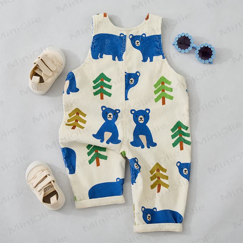 Baby Toddler Bear & Tree Corduroy Overalls  - image 3