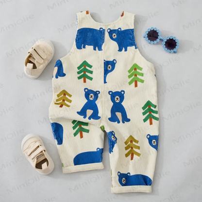 Baby Toddler Bear & Tree Corduroy Overalls  - image 3