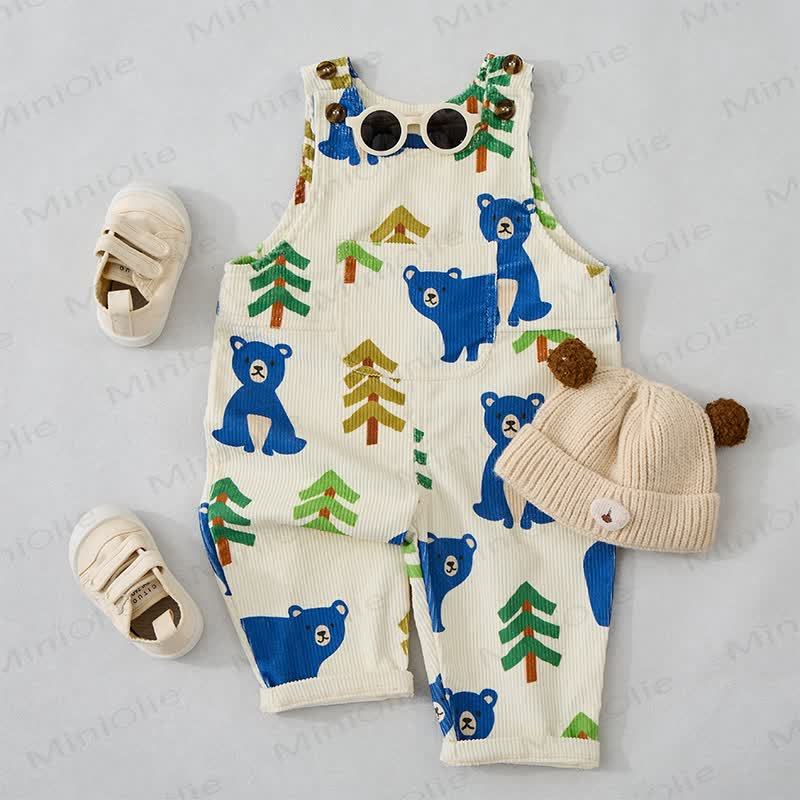 Baby Toddler Bear & Tree Corduroy Overalls  - image 2