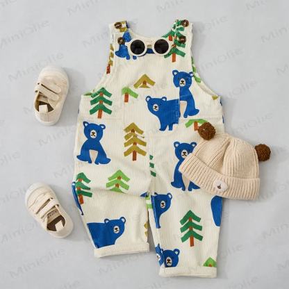 Baby Toddler Bear & Tree Corduroy Overalls  - image 2