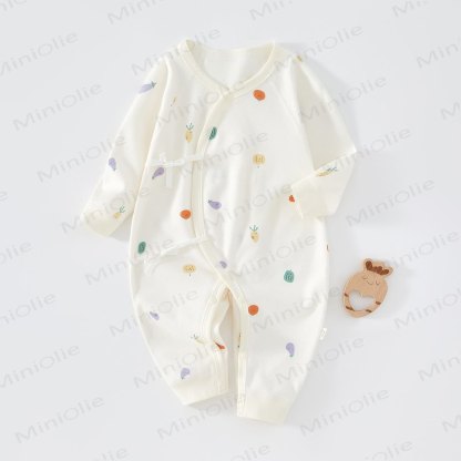 Baby Vegetable Seamless Kimono Romper - White - 3-6M - image 1