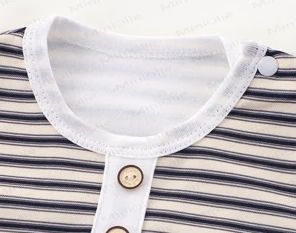 Baby Crew Neck Striped Romper - image 3