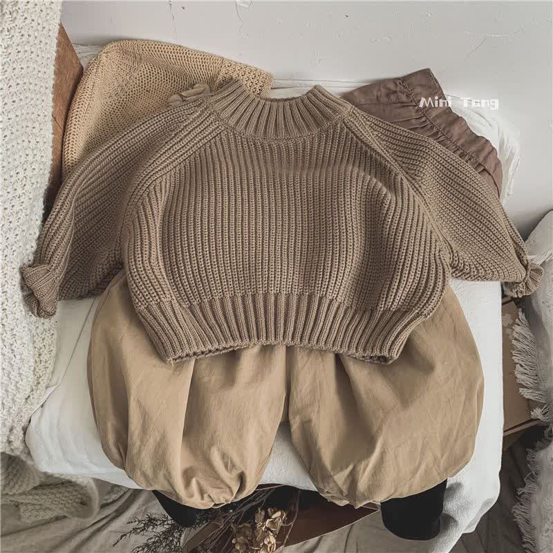 Kid Solid Color Turtleneck Knitted Sweater - image 2