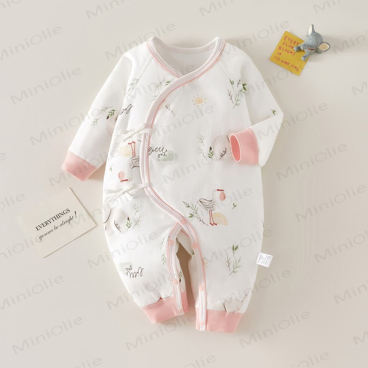 Baby Goose Quilted Pajamas Romper - Pink - 3-6M - image 1