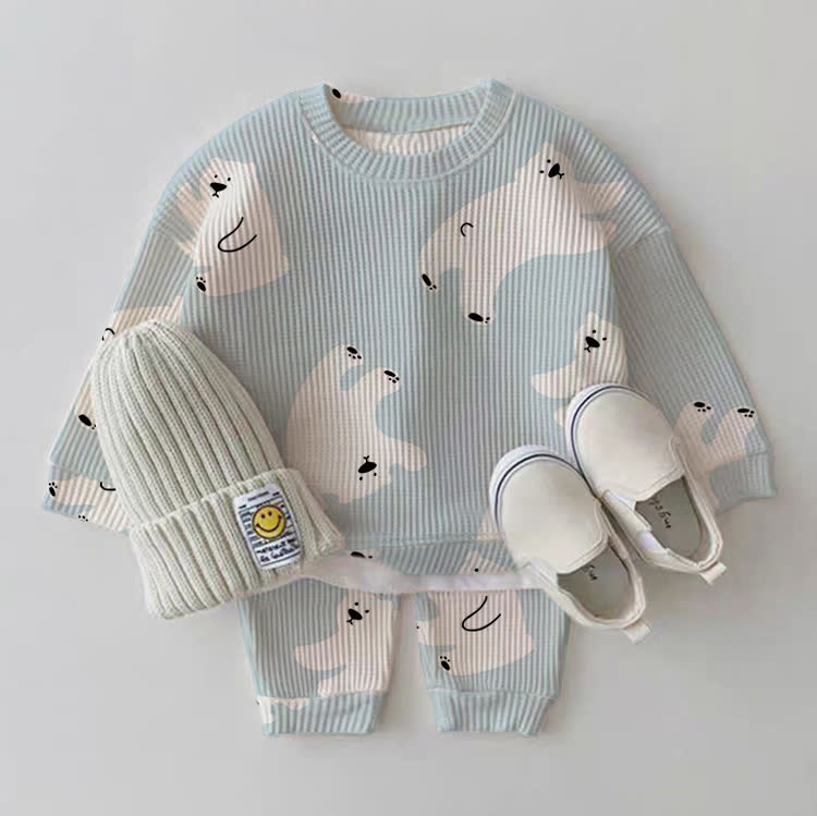 Baby Bear Blue Waffle 2-piece Set - Blue - 2-3T - image 1