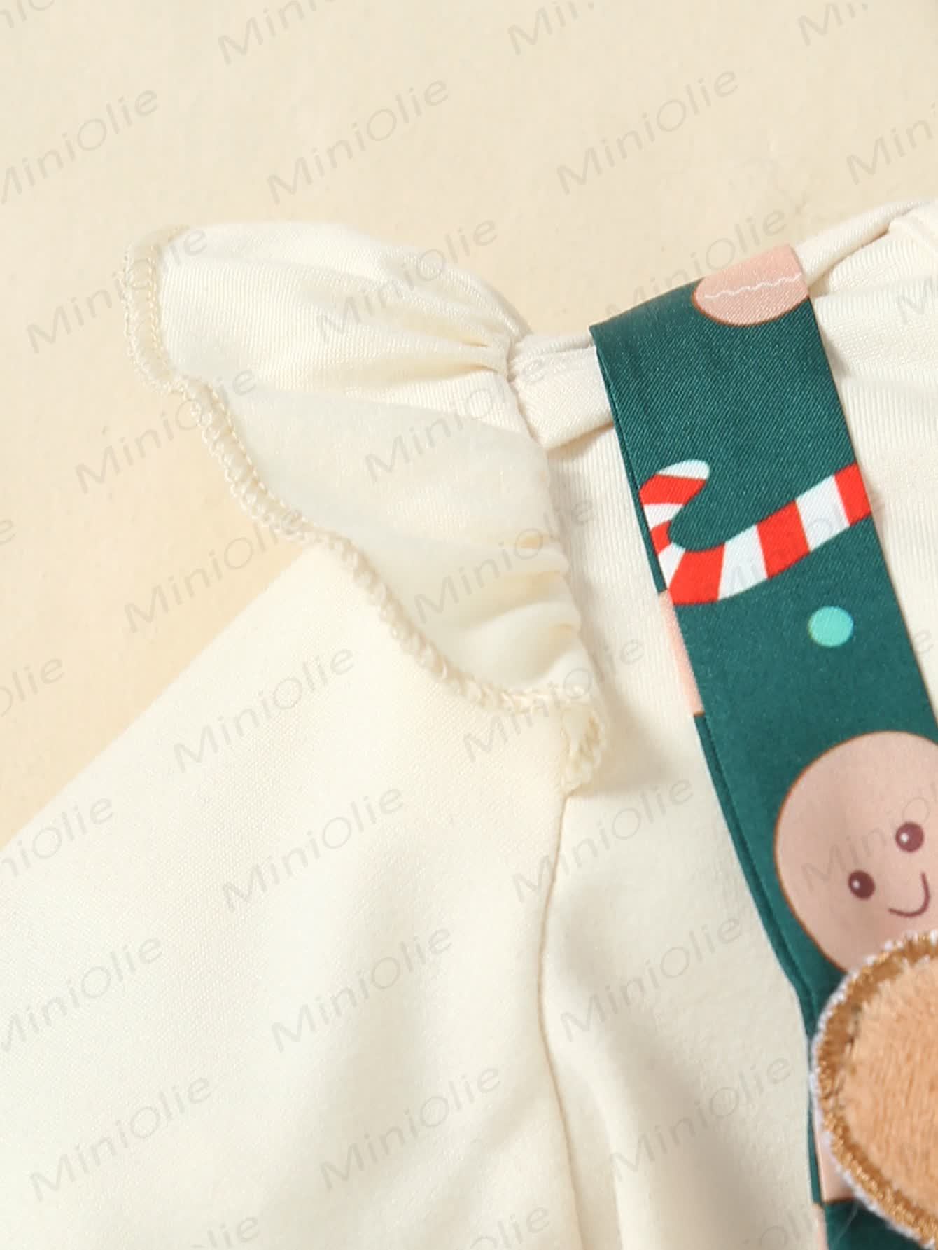 Baby Girl Gingerbread Man Green Dress With A Headband - image 3