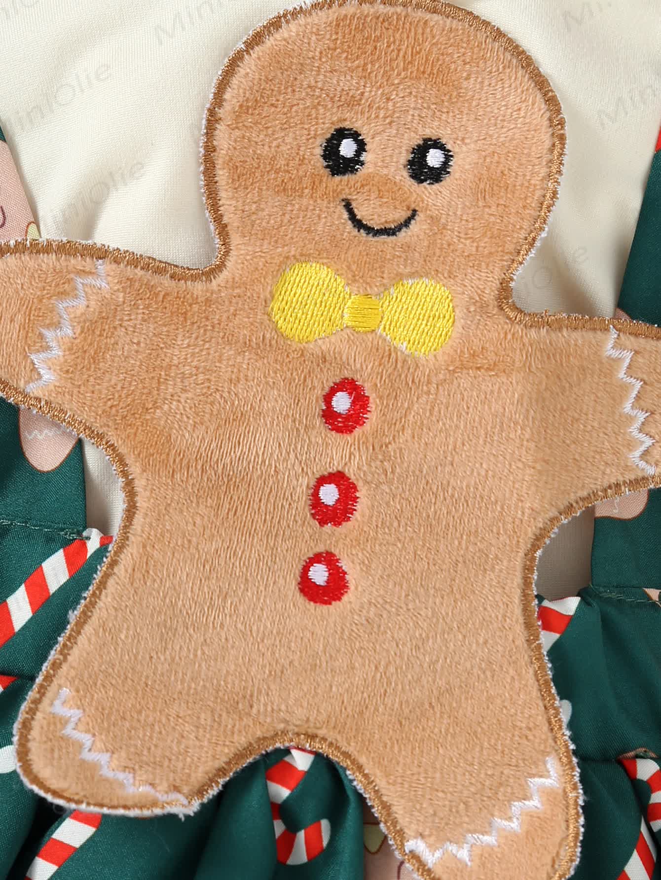 Baby Girl Gingerbread Man Green Dress With A Headband - image 5