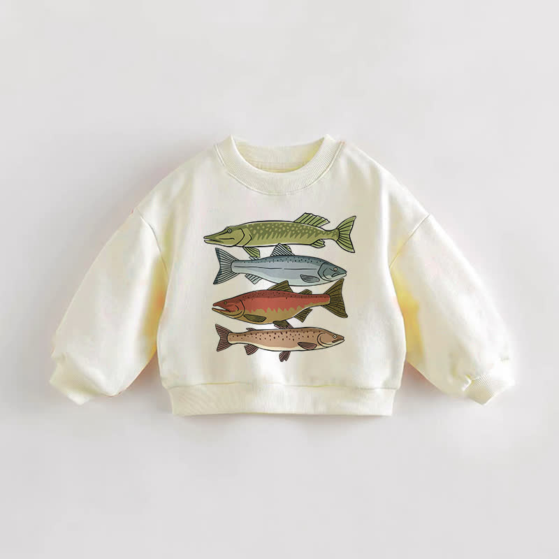 Baby Toddler Different Fish Sweatshirt - Cream - 3-5T - image 1