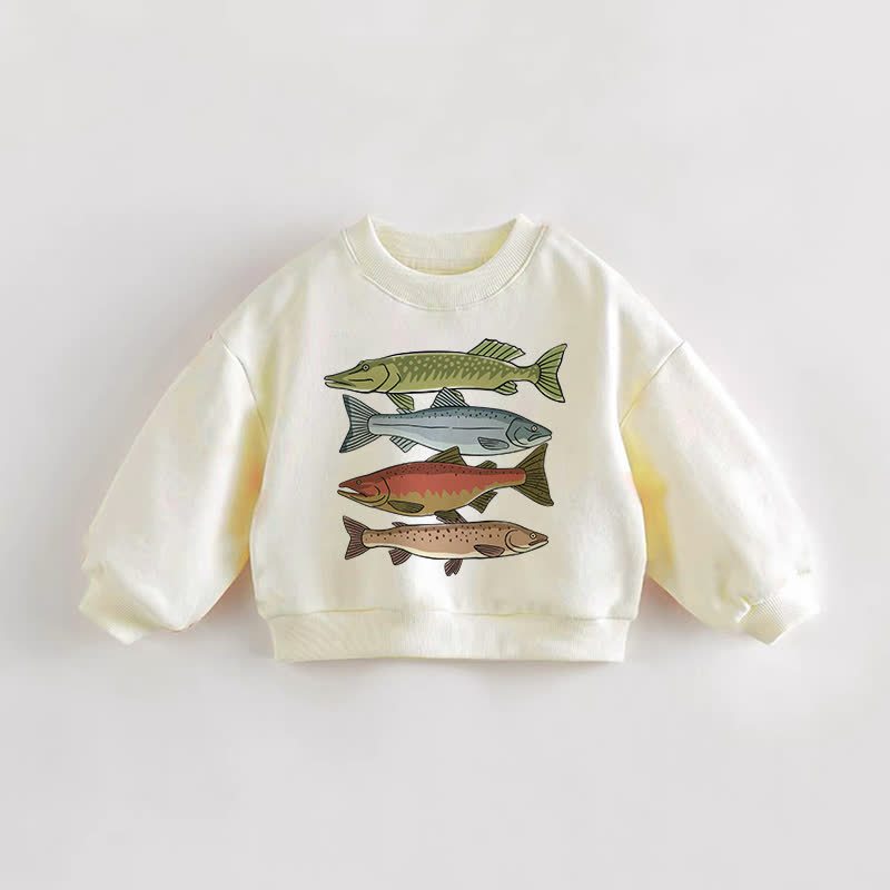 Baby Toddler Different Fish Sweatshirt - Cream - 3-5T - image 1