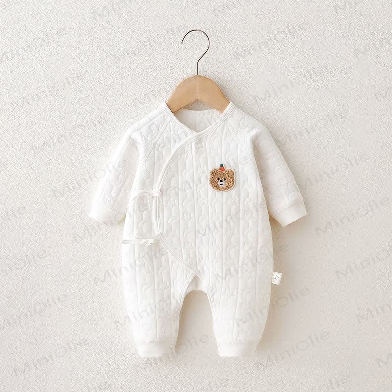 Baby Bear Quilted Kimono Romper - White - 3-6M - image 3