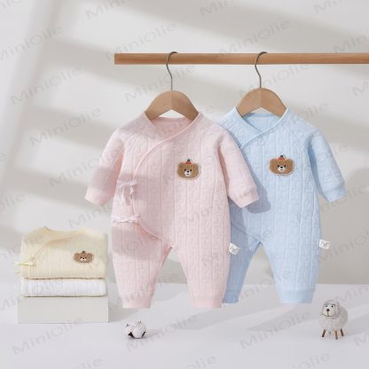 Baby Bear Quilted Kimono Romper - image 1