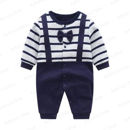  Baby Carrier Striped Romper - Grey Blue - 18-24M - image 4