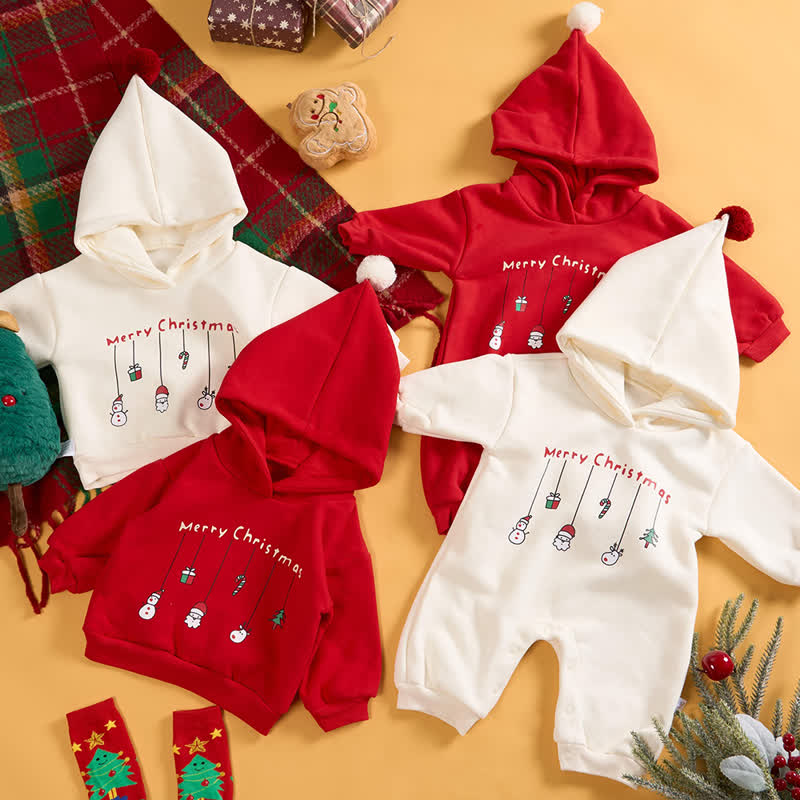 MERRY CHRISTMAS Baby Snowman Elk Santa Claus Hoodie - image 2