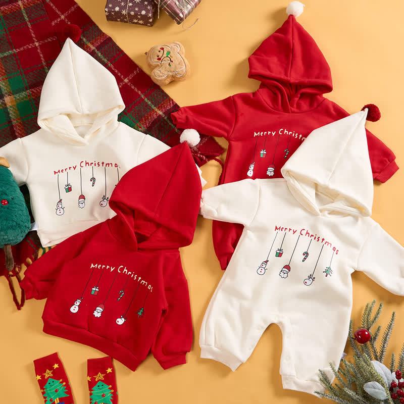 MERRY CHRISTMAS Baby Snowman Elk Santa Claus Hoodie - image 2