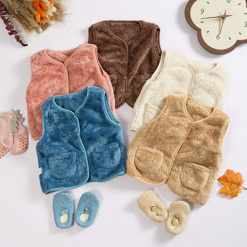 Baby Toddler Solid Color Fleece Vest Jacket - image 2
