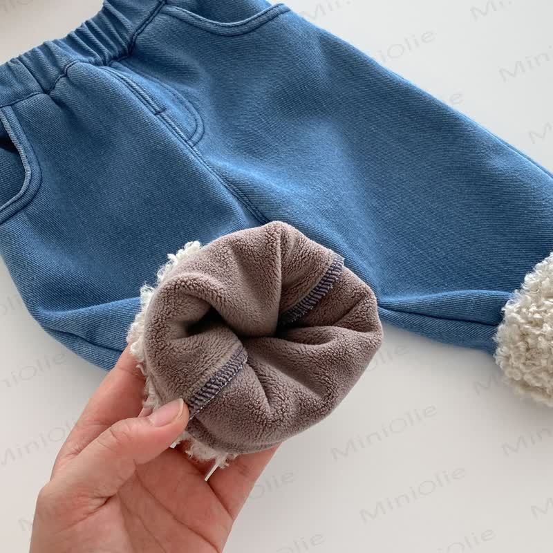 Baby Toddler Girl Denim Fleece Lined Pants - image 12