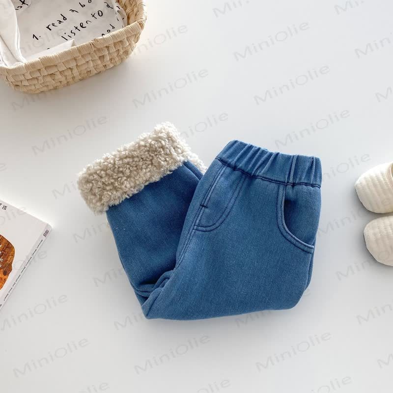 Baby Toddler Girl Denim Fleece Lined Pants - image 3
