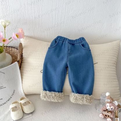 Baby Toddler Girl Denim Fleece Lined Pants - image 6