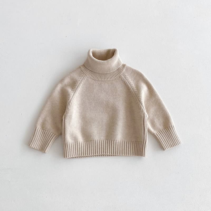 Kid Knitted Solid Color Sweater - apricot - 8Y - image 6