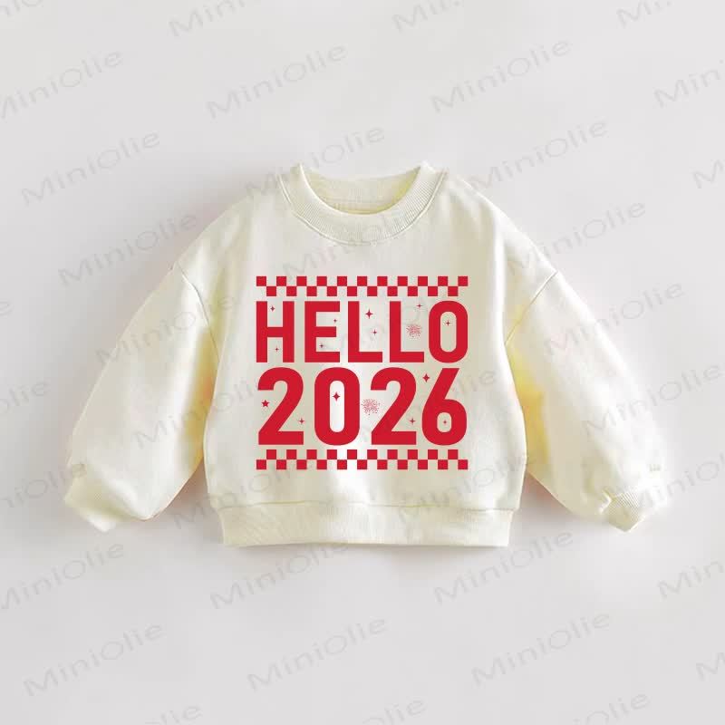HELLO 2026 Baby Toddler Sweatshirt - Cream - 3-5T - image 1