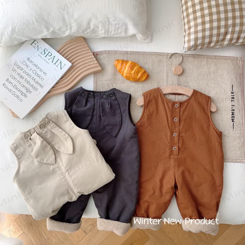 Baby Toddler Bunny Fleece Lined Overalls - image 1