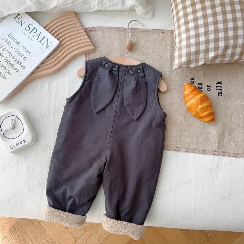 Baby Toddler Bunny Fleece Lined Overalls - Grey - 5-7T - image 5