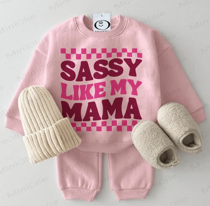 SASSY LIKE MY MAMA Baby Sweatshirt 2-piece Pink Set - Pink - 2-3T - image 1