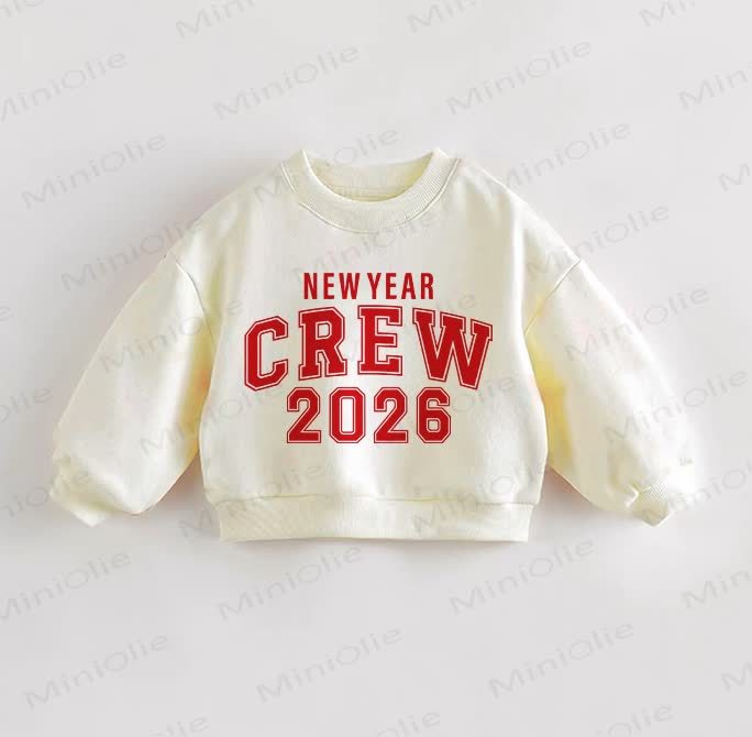 NEW YEAR CREW 2026 Baby Toddler Casual Sweatshirt - Cream - 3-5T - image 1