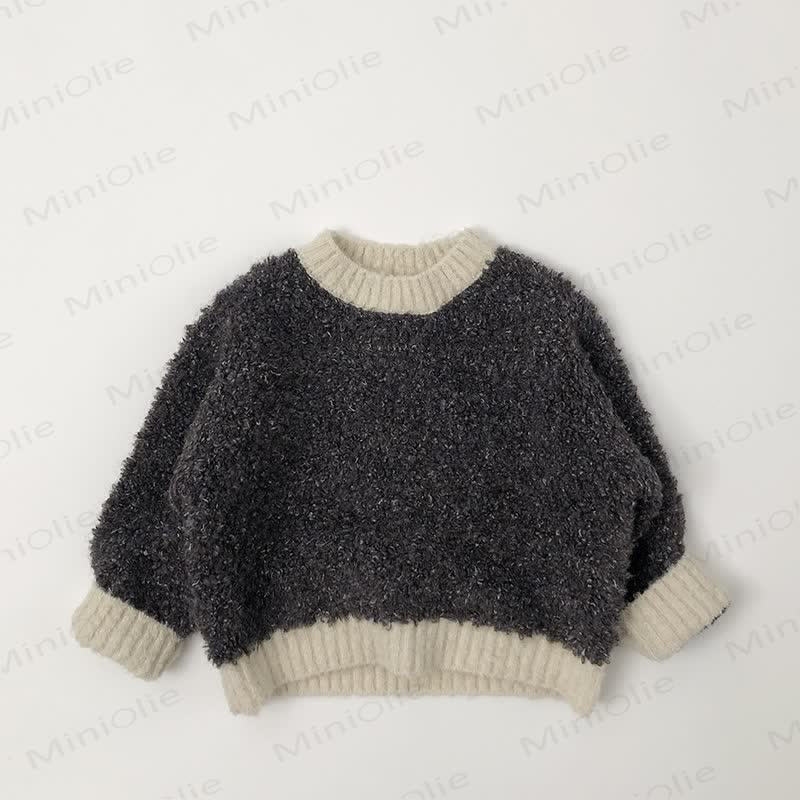Kid Round Neck Pullover Knit Sweater - Grey - 8Y - image 3