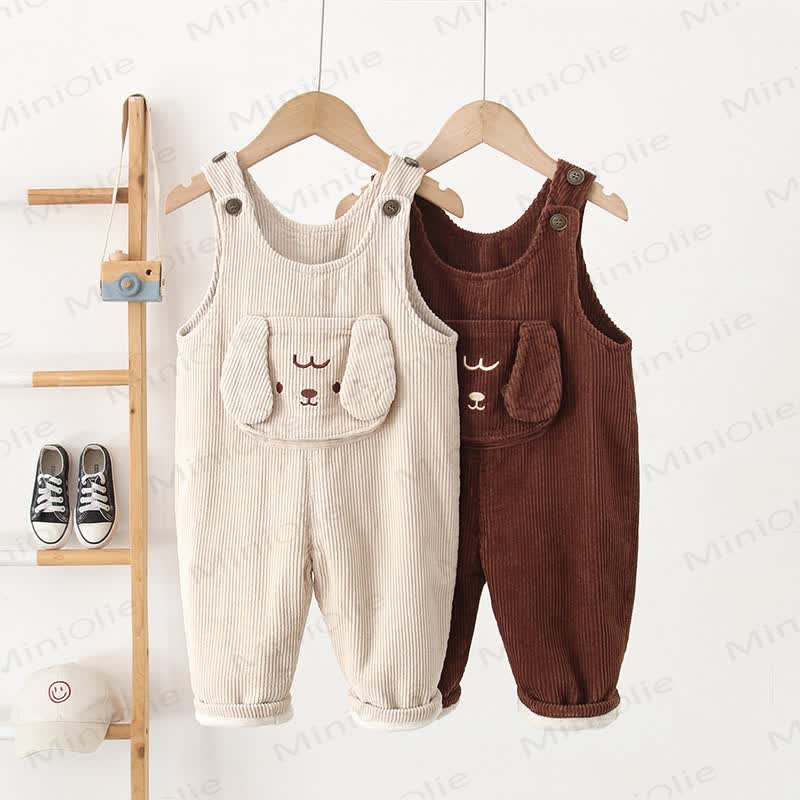 Baby Toddler Doggy Ear Cord Fleece Lined Overalls - image 1