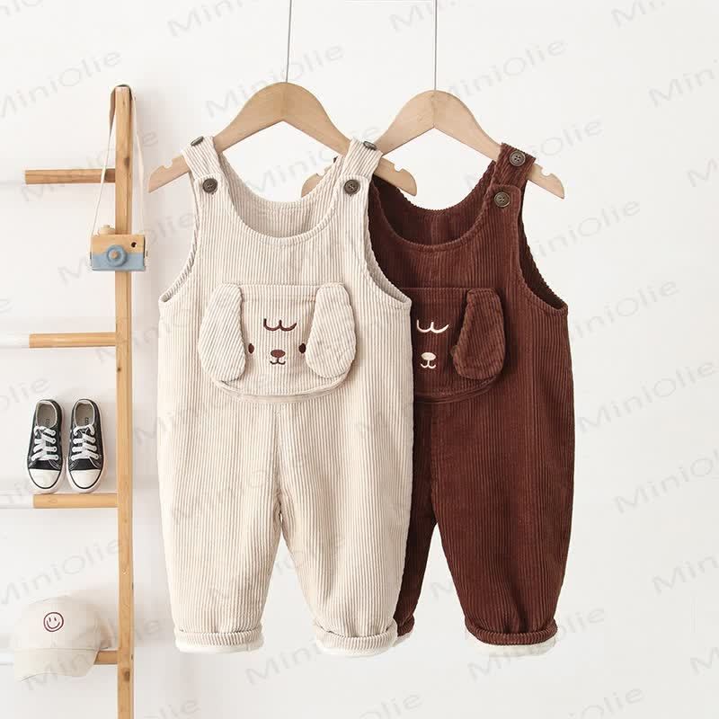 Baby Toddler Doggy Ear Cord Fleece Lined Overalls - image 1