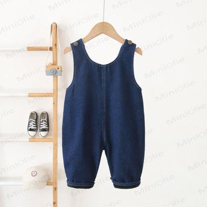 Baby Toddler Mushroom Denim Fleece Lined Overalls - image 2