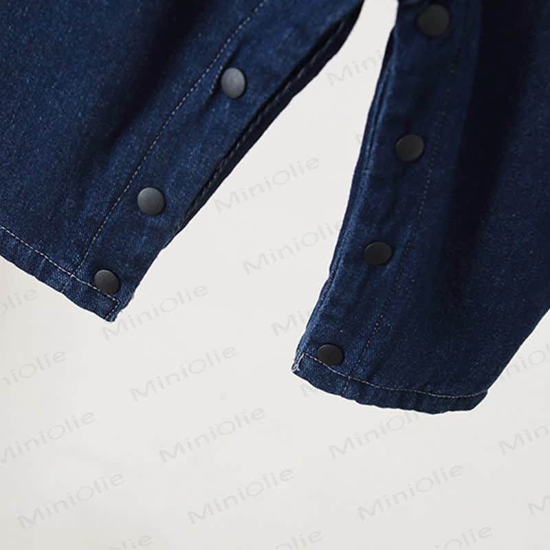 Baby Toddler Mushroom Denim Fleece Lined Overalls - image 7