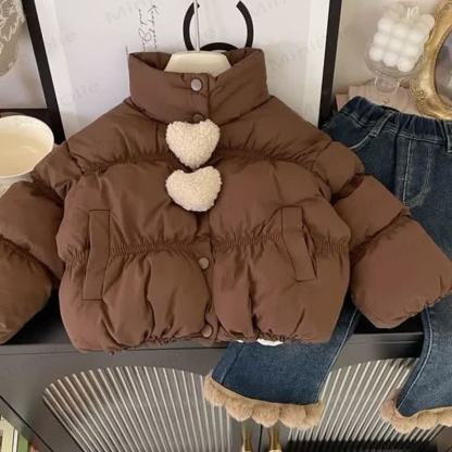 Kid Heart Fleece Outerwear - Brown - 8Y - image 3