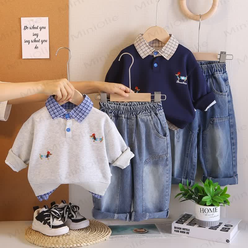 Baby Toddler Dog Plaid Collar 2-piece Set - image 1