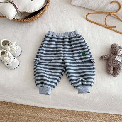 Baby Toddler Animal Fleece Lined Jogger Pants - Striped Grey - 5-7T - image 11