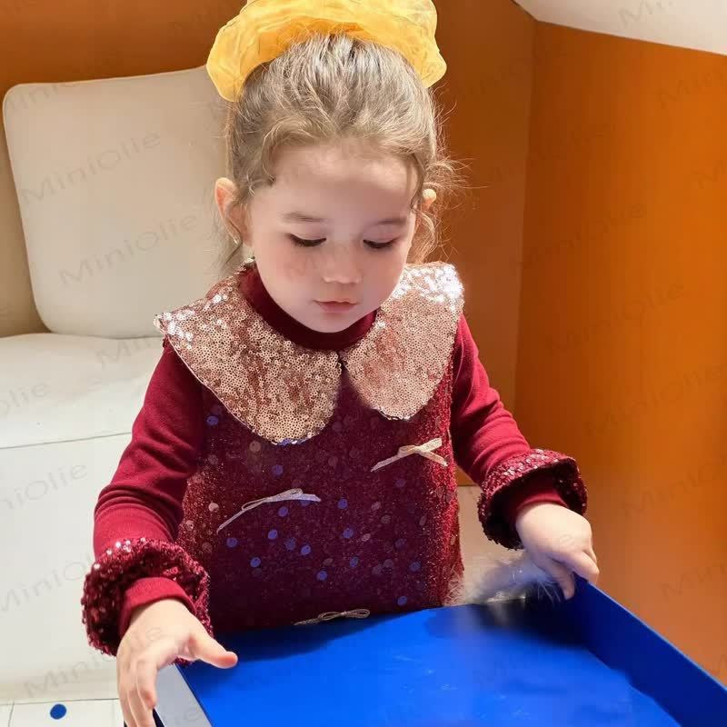 Toddler Girl Red Bow Sequins Dress & Top - image 3