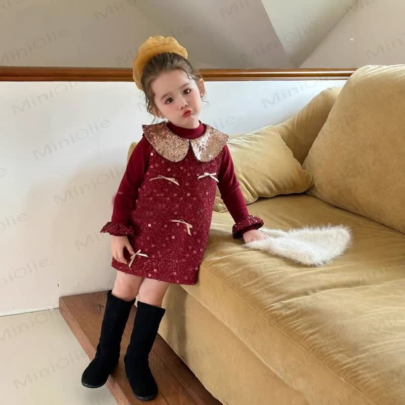 Toddler Girl Red Bow Sequins Dress & Top - image 2