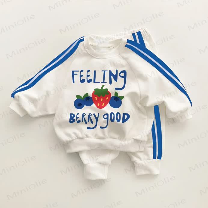 FEELING BERRY GOOD Baby Toddler Blue Striped 2-piece Set - White&Blue - 3-5T - image 1