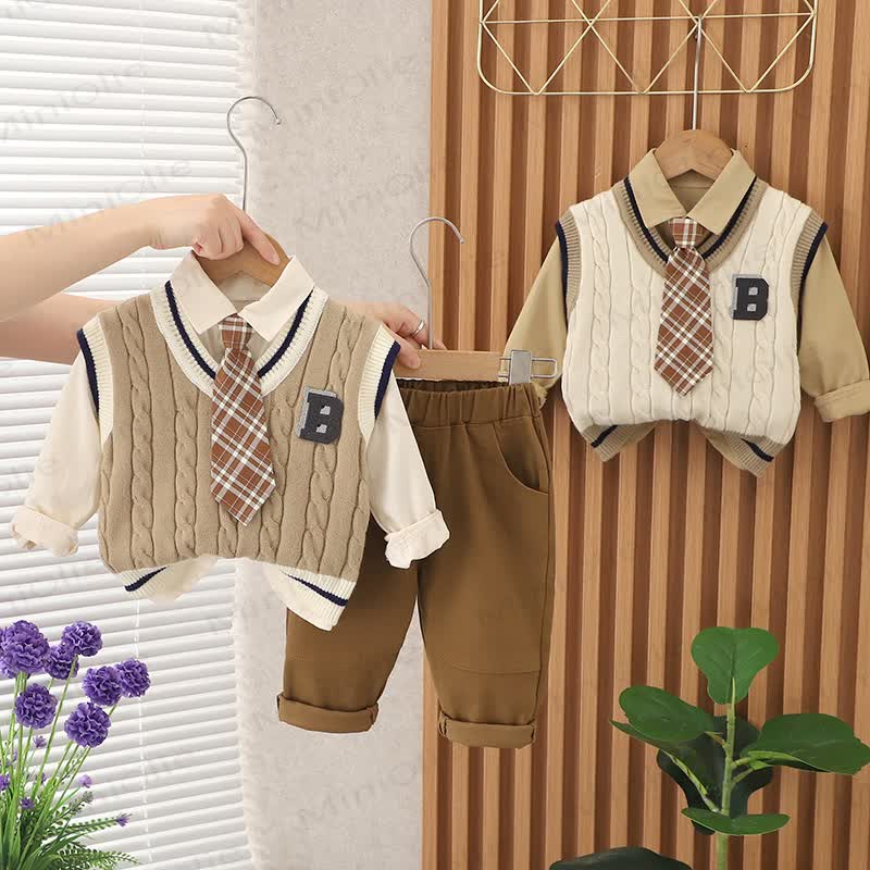 B Baby Toddler Boy Plaid 3-piece Set - image 1