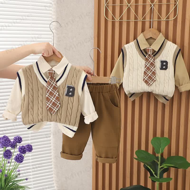 B Baby Toddler Boy Plaid 3-piece Set - image 1