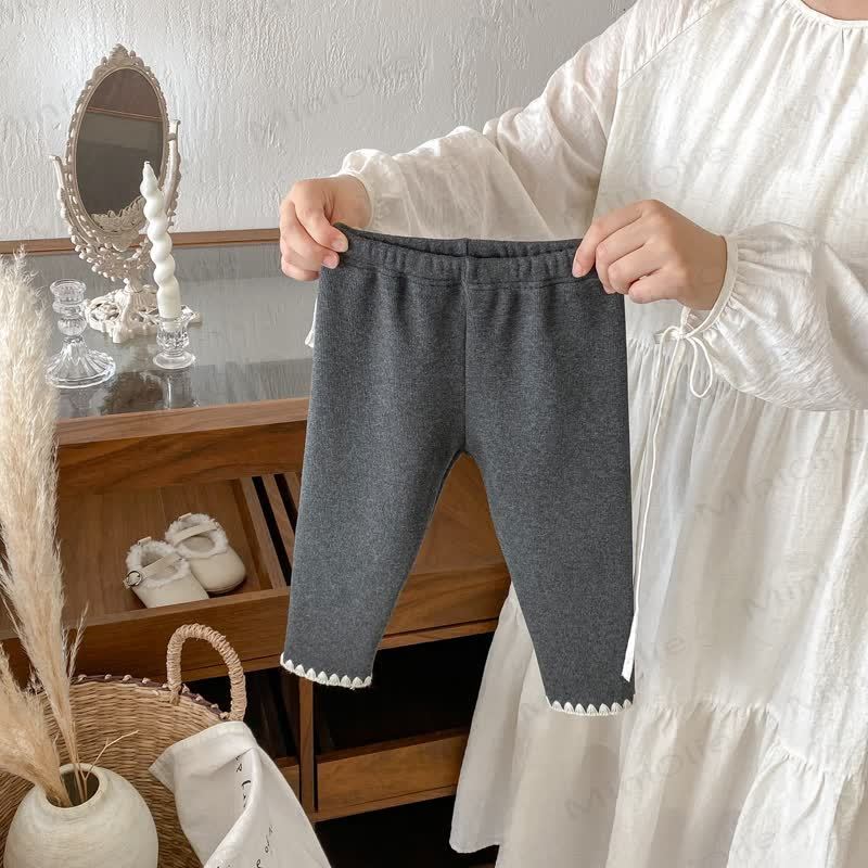 Baby Toddler Girl Knit Lace Fleece Lined Leggings - Black - 8Y - image 8