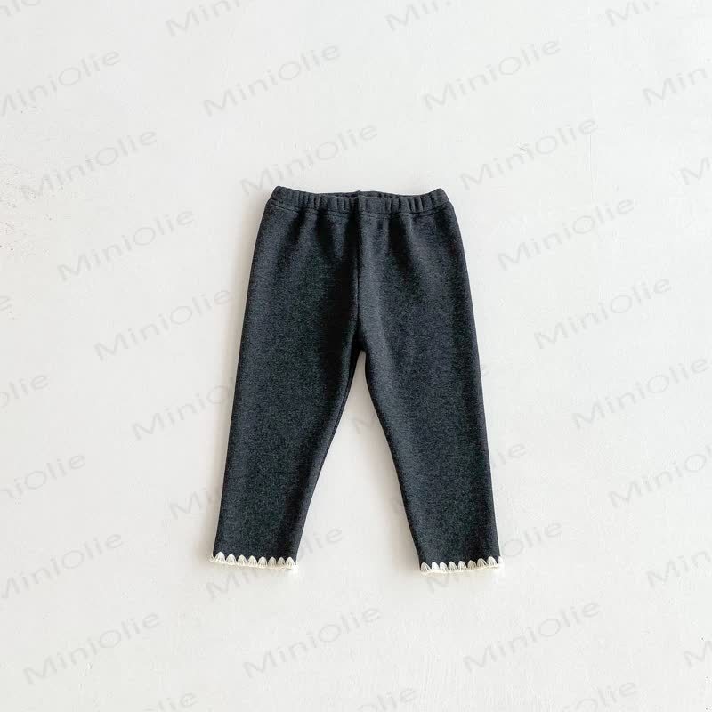 Baby Toddler Girl Knit Lace Fleece Lined Leggings - image 11