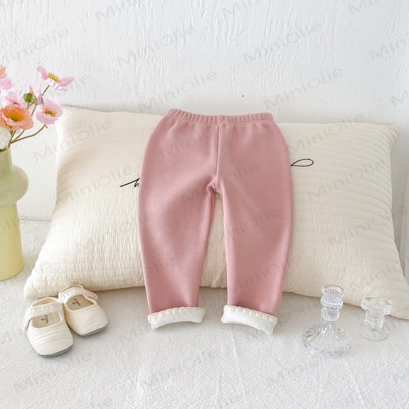 Baby Toddler Girl Knit Lace Fleece Lined Leggings - image 12