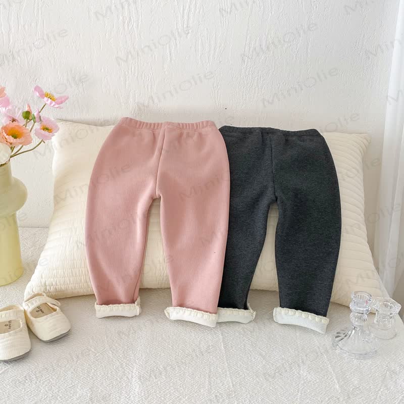 Baby Toddler Girl Knit Lace Fleece Lined Leggings - image 5