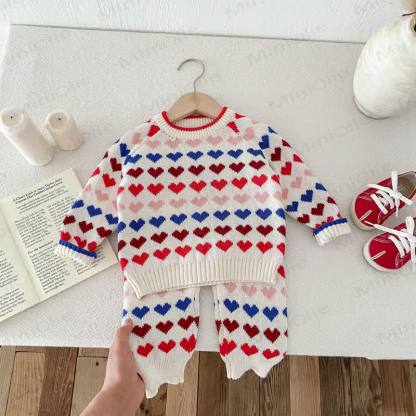 Baby Toddler Knit Colorful Heart Sweater & Pants - image 10
